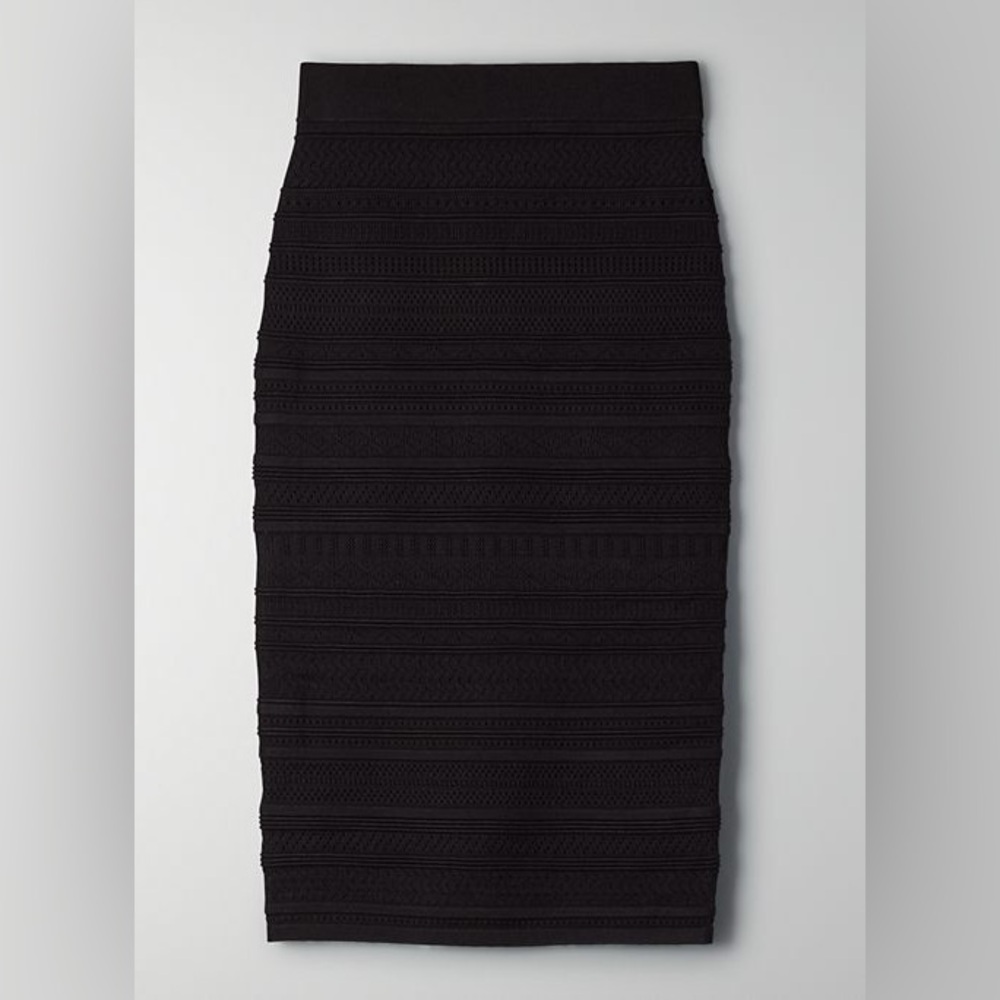 Aritzia! ❤️ Bodycon Babaton Knit Eyelet Lace Sheer Tube Skirt | black lace